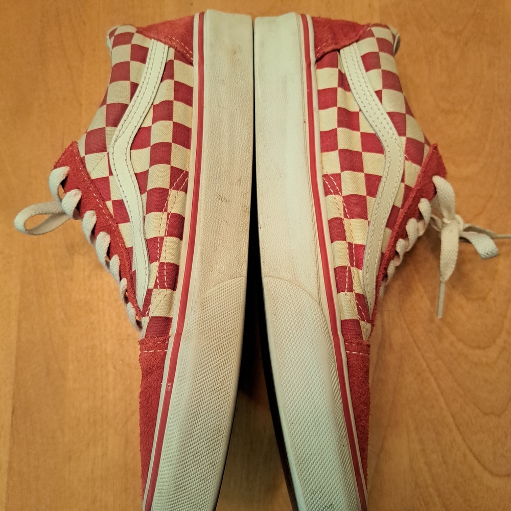 Vans Old Skool Red and White Checkerboard Canvas Sneakers Womens 8.5 Mens 7 - Picture 5 of 14